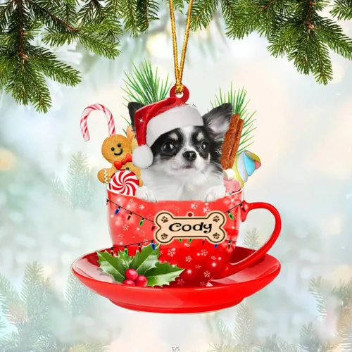 Vista 74 de NAZENTI Adorno personalizado de Alaskan Malamute en taza roja, adorno de Navidad personalizado para perros amantes de las mascotas, colgante