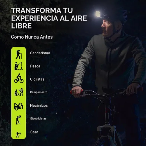 Vista 6 de Panther Vision Adaptev - Linterna frontal recargable LED con giroscopio inercial - Linterna LED con linterna ultra brillante con rojo e impermeable