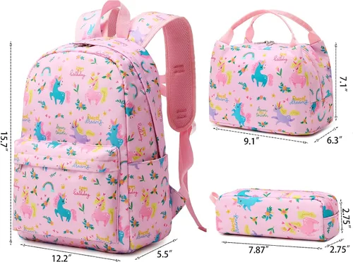 Vista 3 de YCBB Mochilas para niños para escuela, juego de mochilas ligeras para preescolar, jardín de infantes, escuela primaria, mochilas para niñas y niños