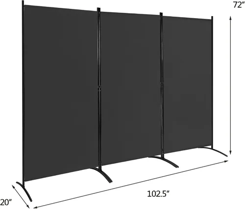 Vista 2 de DORTALA Morden - Divisor de habitación de 3 paneles, pantalla de división de privacidad plegable independiente con marco de acero, divisor
