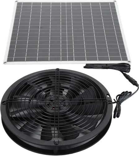 Vista 3 de 20W Solar Exhaust Fan, High Speed Solar Panel Ventilation Fan for Chicken Coop Pet House Barn Greenhouse, Efficient Cooling with 16V Solar Panel