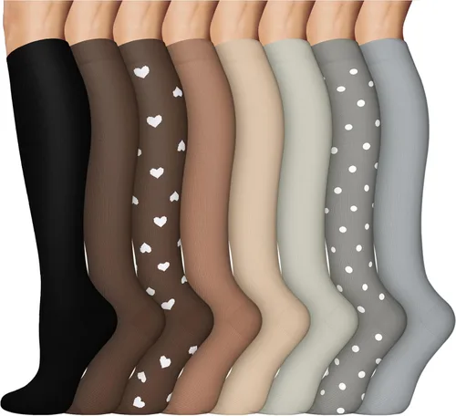 Vista 9 de ACTINPUT 8 Pares de Calcetines de Compresión para Mujeres y Hombres, Medias de Compresión de Soporte para Médico, Correr, Atletismo