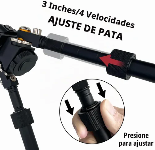 Vista 4 de Sutekus Bípode ajustable con palanca de desmontaje rápido, bípode giratorio de liberación rápida inclinable para caza y exteriores, negro