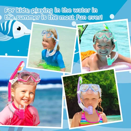 Vista 5 de Snorkel seco para niños, tubo de esnórquel definitivo para esnórquel, apnea y natación, tecnología de respiración fácil, válvula seca montada