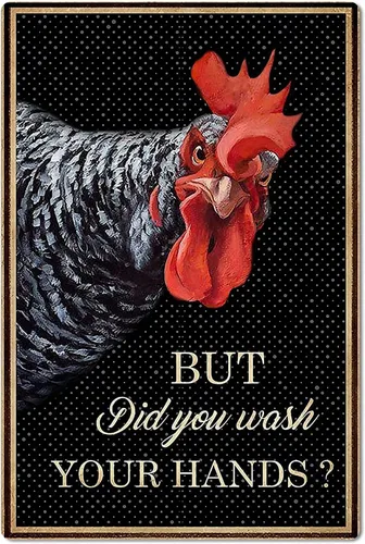 Vista 6 de Licpact Cartel de metal con diseño de gallinero de metal con texto en inglés «Guess What Ranch», póster retro para garaje, cocina, decoración del A5