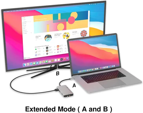 Vista 4 de Estación de acoplamiento USB C Hub 8 en 1 con HDMI 4K, 1 Gbit Ethernet, 3 puertos USB A 3.0, 1 USB-C PD/Data, SD/Micro SD para trabajo y viajes