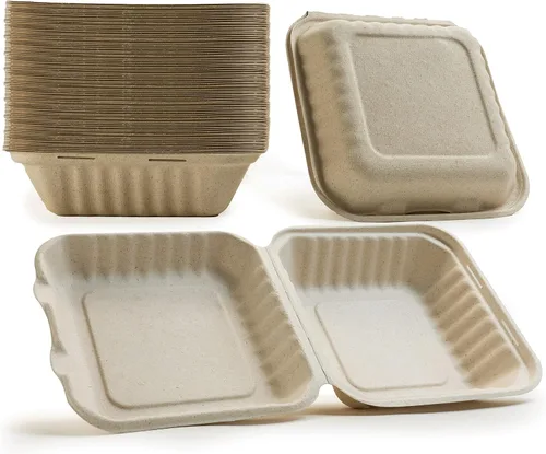 Vista 10 de Green Wave Ovation OV-B066 - Contenedor de alimentos de 1 compartimiento de 6 x 6 x 3 pulgadas, 1 compartimento, bagazo de aspecto de mármol