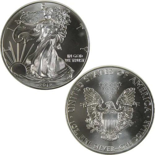 Vista 3 de Moneda de lingote sin circular Águila de Plata Americana de 2012 de 1 dólar