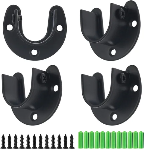 Vista 12 de 2 piezas de enchufe de varilla de acero inoxidable resistente, soporte para armario, soporte de barra de brida, soportes de extremo de barra