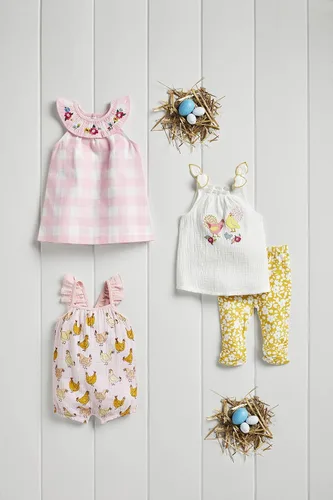 Vista 4 de Mud Pie Vestido fruncido a cuadros para bebé