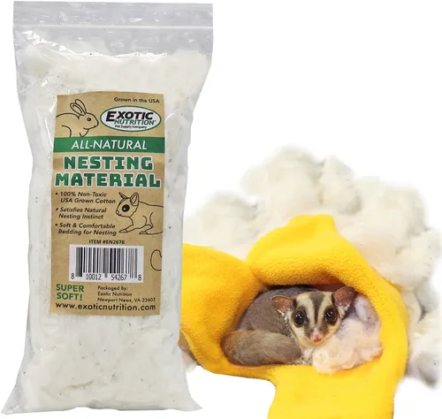 Vista 2 de Exotic Nutrition Material de anidación totalmente natural (1.5 onzas) – Ropa de cama de animales 100% algodón ecológico – para planeadores