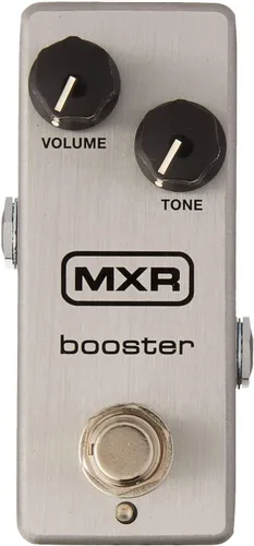 Vista 2 de MXR M293 Booster Mini Pedal de efectos de guitarra con 2 cables de conexión y paquete de púas Dunlop
