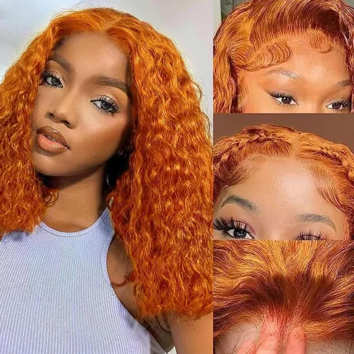 Vista 24 de Pelucas de cabello humano sin pegamento de 8 pulgadas, pre arrancadas, cierre de encaje 4x4, pelucas de cabello humano rizadas con onda profunda