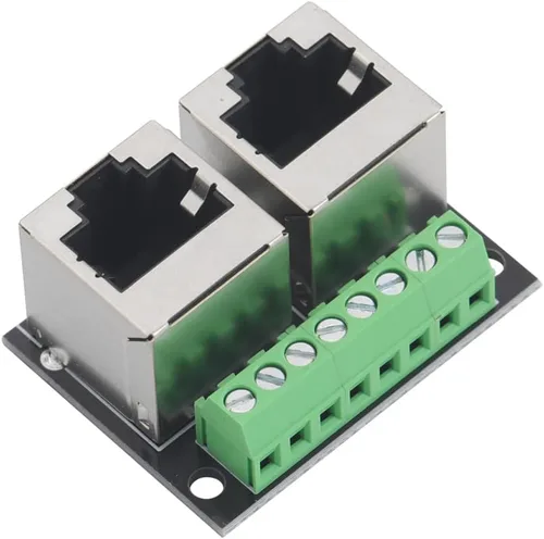 Vista 5 de 2 unidades RJ45 Ethernet doble hembra terminal Breakout Board,0.138 in paso 8Pin RJ45 conector adaptador de red Terminal adaptador de red