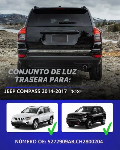 Vista 4 de AUTOONE - Para 2014 2015 2016 2017 Jeep Compass luces traseras de fábrica con bombillas, lado del conductor (LH)