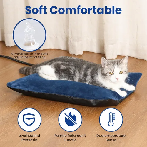 Vista 2 de MARUNDA Cama climatizada para gatos para exteriores, cama para mascotas 100% impermeable con termostato automático doble integrado, cama climatizada