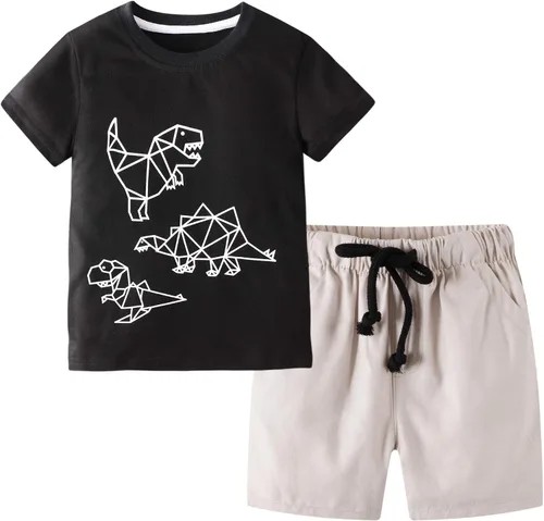 Vista 9 de Conjunto corto de ropa de verano para niños pequeños, de algodón Bs20-tz51