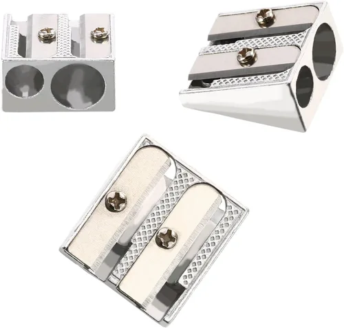 Vista 7 de TecUnite Paquete de 36 sacapuntas de metal, 2 agujeros, sacapuntas manuales a granel para niños, sacapuntas de mano de aleación de aluminio