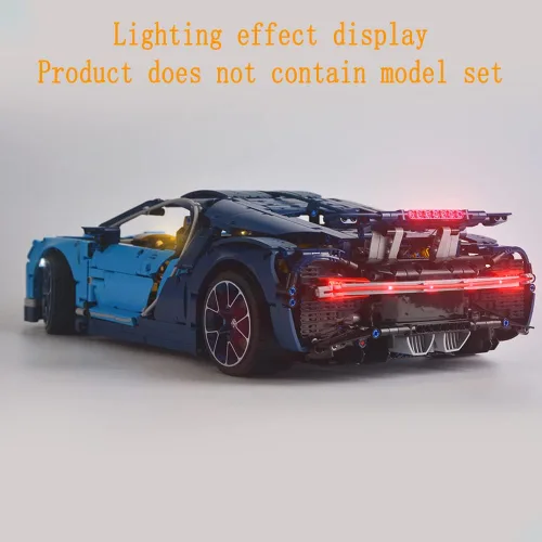 Vista 4 de GEAMENT Kit de luces LED versión mejorada para Technic Bugatti Chiron – Compatible con el modelo de construcción de autos de carreras Lego 42083