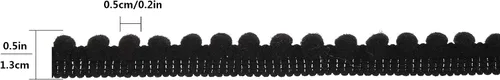 Vista 3 de Mini pompón con flecos de bola, lazo para coser, flecos, accesorio de encaje para manualidades, decoración del hogar (negro, 10 yardas)