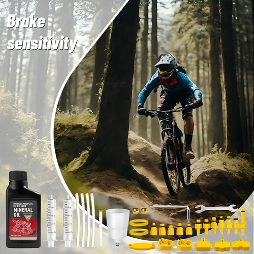 Vista 8 de Kit de purgado de frenos BIBOKLTIY, kit de purgador de líquido de frenos con 150 ml de aceite mineral para frenos de disco hidráulicos Shimano