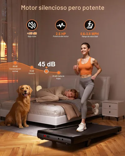 Vista 7 de Superun Under Desk Walking Pad with 6% Incline, 3 in 1 Portable Treadmill Oro rosa profundo