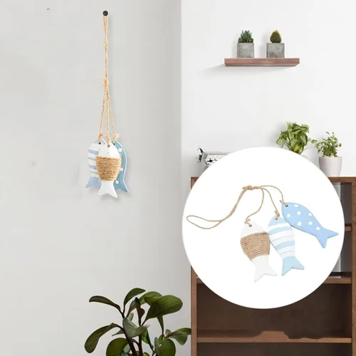 Vista 6 de Decoración de peces de madera, decoración de peces de madera de plplaaoo colgante, decoraciones de peces para pared, decoración de madera flotante