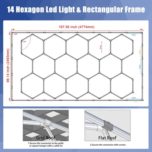 Vista 7 de Luces LED hexagonales, luces hexagonales regulables, 3 temperaturas de color 6500 K/4500 K/3000 K, luz hexagonal con interruptor inteligente WiFi