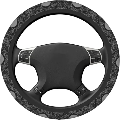 Vista 2 de Funda de volante retro con diseño de calavera para mujeres, hombres y niñas, accesorios para automóvil, decoración, antideslizante, de neopreno, 15
