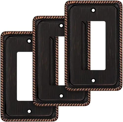 Vista 61 de Henne Bery Rope Edge - Placa decorativa de pared para interruptor (placa lisa, 2 unidades, bronce antiguo)