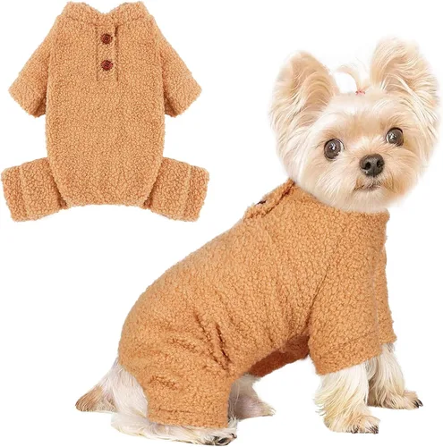 Vista 16 de Suéteres para perros pequeños para invierno, pijamas de perro de tamaño pequeño para niños y niñas, ropa de forro polar para mascotas, atuendo