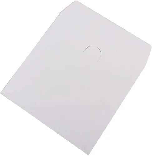 Vista 2 de Maxtek - Paquete de 100 fundas de papel blanco grueso de primera calidad para CD y DVD con ventana recortada y solapa, 3.53 oz
