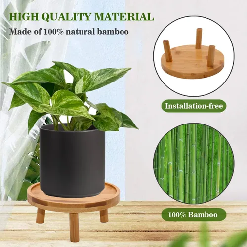 Vista 3 de ARTORA - Soporte para plantas estilo moderno de mediados de siglo, soporte de madera para plantas de interior, elevador de macetas para suculentas