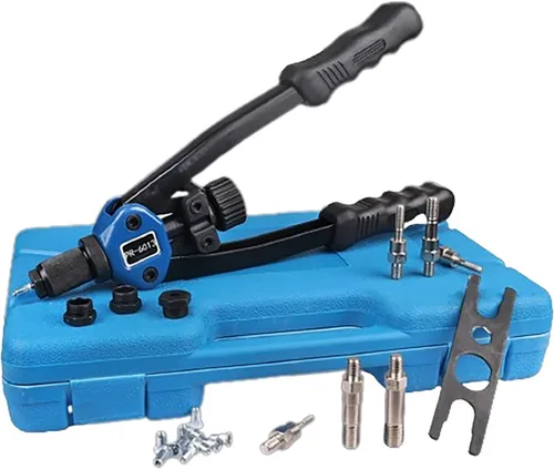 Vista 8 de YWHWXB Herramienta de tuerca de remache, kit de ajuste de tuercas remachadoras de mano de 13 pulgadas, 110 tuercas remachadoras resistentes M3-M12