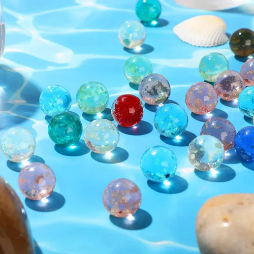 Vista 7 de Skylety 20 piezas de canicas grandes que brillan en la oscuridad, canicas a granel luminosas coloridas hechas a mano para niños, juguetes