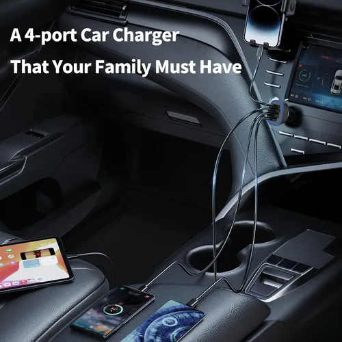Vista 8 de Paquete de 2 cargadores de coche USB C de 40 W + 72 W 4 puertos USB C cargador de coche súper rápido carga rápida para iPhone 16 Pro Max/Plus/15