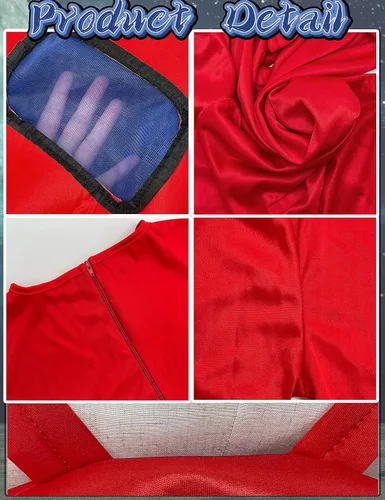 Vista 6 de Disfraz de astronauta para niños, traje espacial rojo y azul, overol de Halloween, mochila de cosplay, disfraces para niños de 3 a 10 años