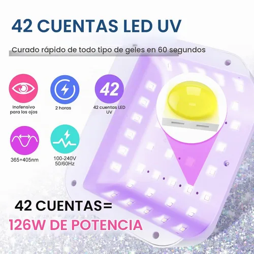 Vista 4 de Lámpara LED para uñas, luz UV profesional para uñas de gel con sensor automático