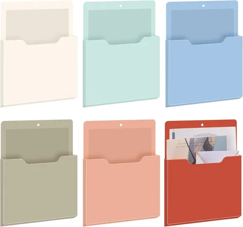 Vista 9 de Fuutreo Organizador magnético de archivos de pared, 6 unidades, soporte magnético para archivos de pared, frigorífico, revistas, papel para cartas