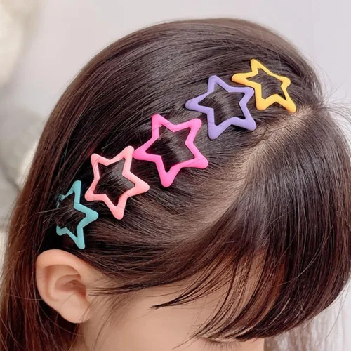 Vista 5 de Pinzas de pelo coloridas y luminosas para niñas, pinzas pequeñas para el cabello para niños, pinzas de estrellas que brillan en la oscuridad, pinzas