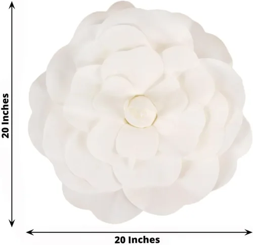 Vista 2 de Efavormart - Enormes rosas de espuma 3D para decoración de bodas, paquete de 2 flores artificiales blancas de 20 pulgadas, fondo de fiesta grande