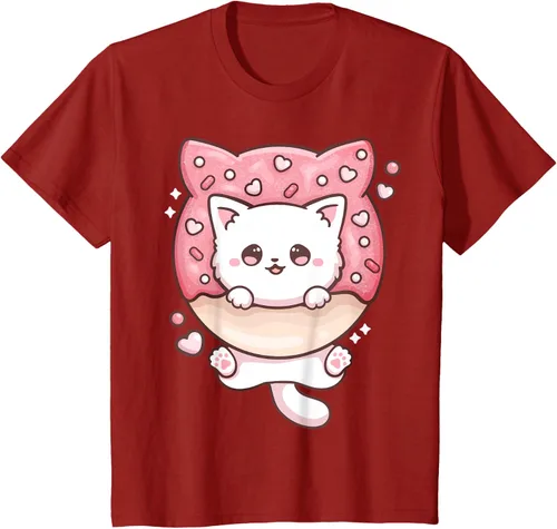 Vista 46 de Camiseta Kawaii Cat Donut Anime Lover Otaku, Negro