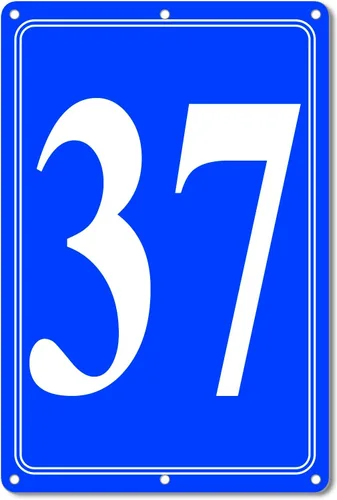 Vista 24 de Premium Aluminum Number Signs, Metal 12" X 8" Blue Numbered Sign Outdoor for Parking Lots, Floor, Dock, Court, Aisle, Field, High Visibility, No