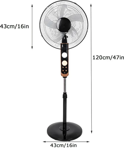 Vista 2 de Ventilador vertical solar de 16 pulgadas, ventilador de piso vertical silencioso con control remoto, adecuado para el hogar, oficina, pesca Blanco