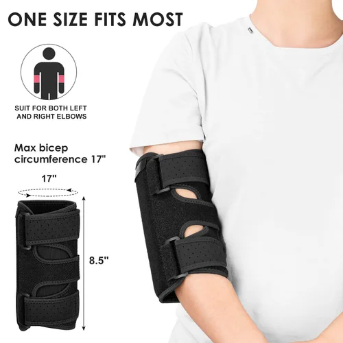Vista 4 de Codera, 2 férulas de metal extraíbles para tendinitis, codo para atrapamiento del nervio cubital, síndrome del túnel cubital, férula de codo