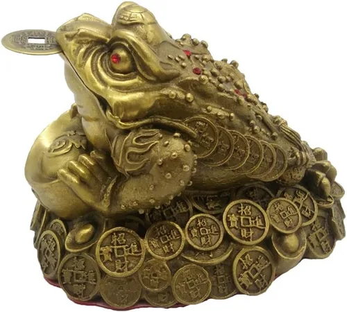 Vista 5 de Feng Shui latón dinero rana estatua riqueza sapo esculturas hecho a mano decoración del hogar atrae riqueza regalo BS032