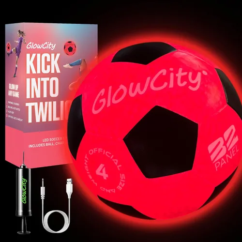 Vista 16 de GlowCity Balón de fútbol que brilla en la oscuridad - Tamaños 3, 4, 5 para niños, adolescentes y adultos - Balón de fútbol que se ilumina con 2
