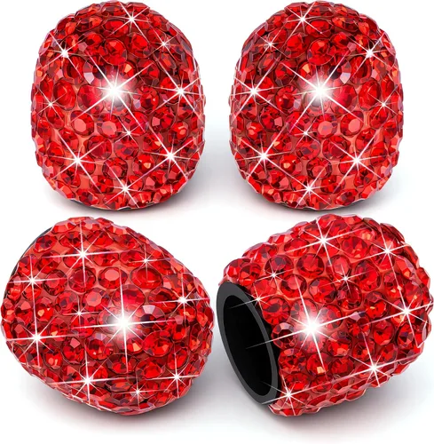 Vista 9 de 4 tapas de válvula de vástago de neumático de diamantes de cristal brillante, a prueba de polvo, tapas universales para válvulas de neumáticos