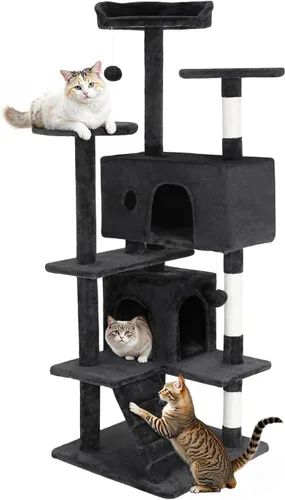Vista 23 de FDW Torre de árbol para gatos de 54 pulgadas Ceniciento Centro de Ashy