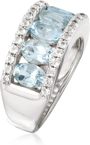 Vista 3 de Ross-Simons Anillo de topacio blanco con aguamarina de 2,80 qt t t t en Plata de Ley